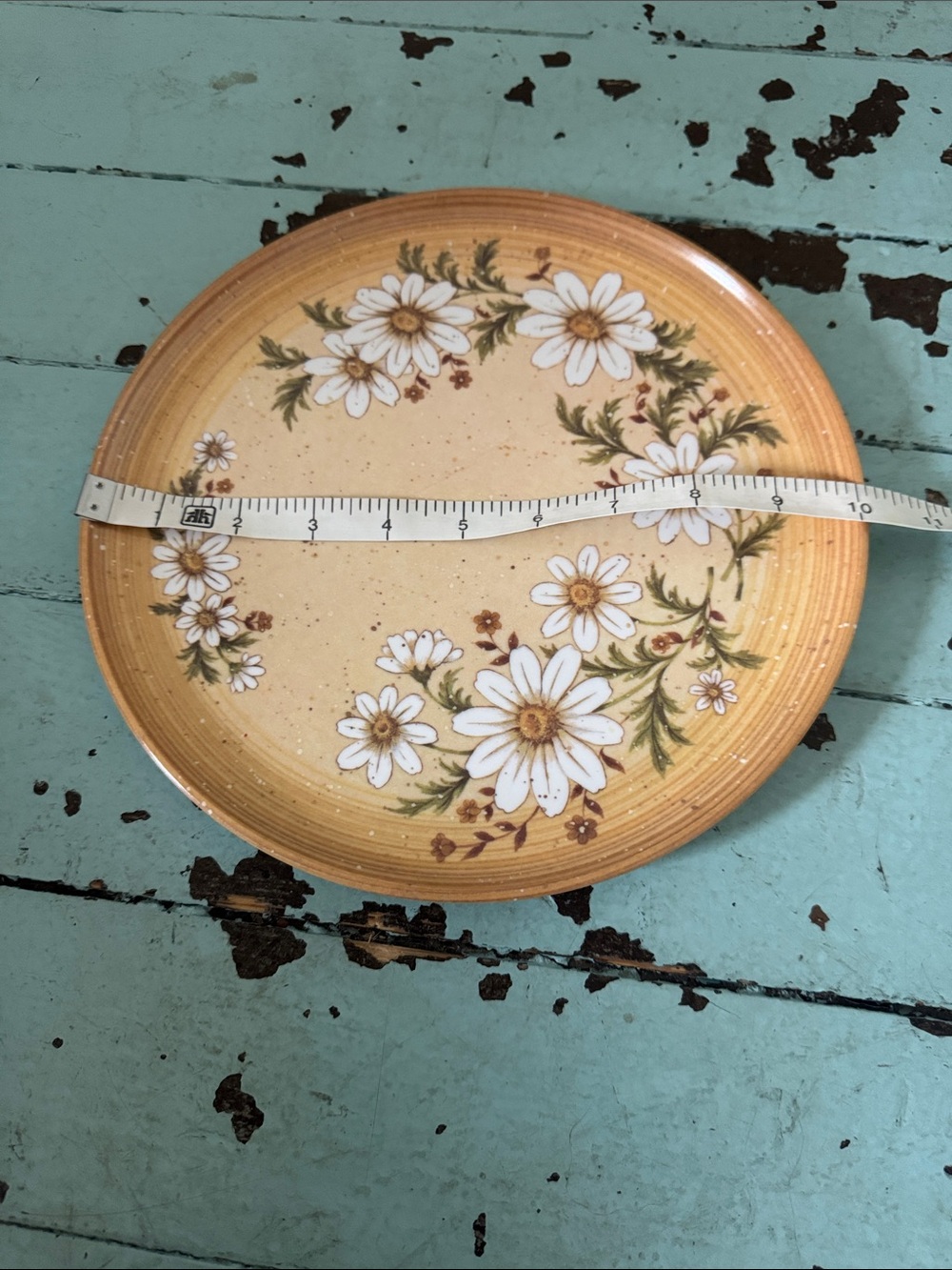 Vintage 1970s melamine  6 dinner plates produced by Lexington Daisy  Pattern USA